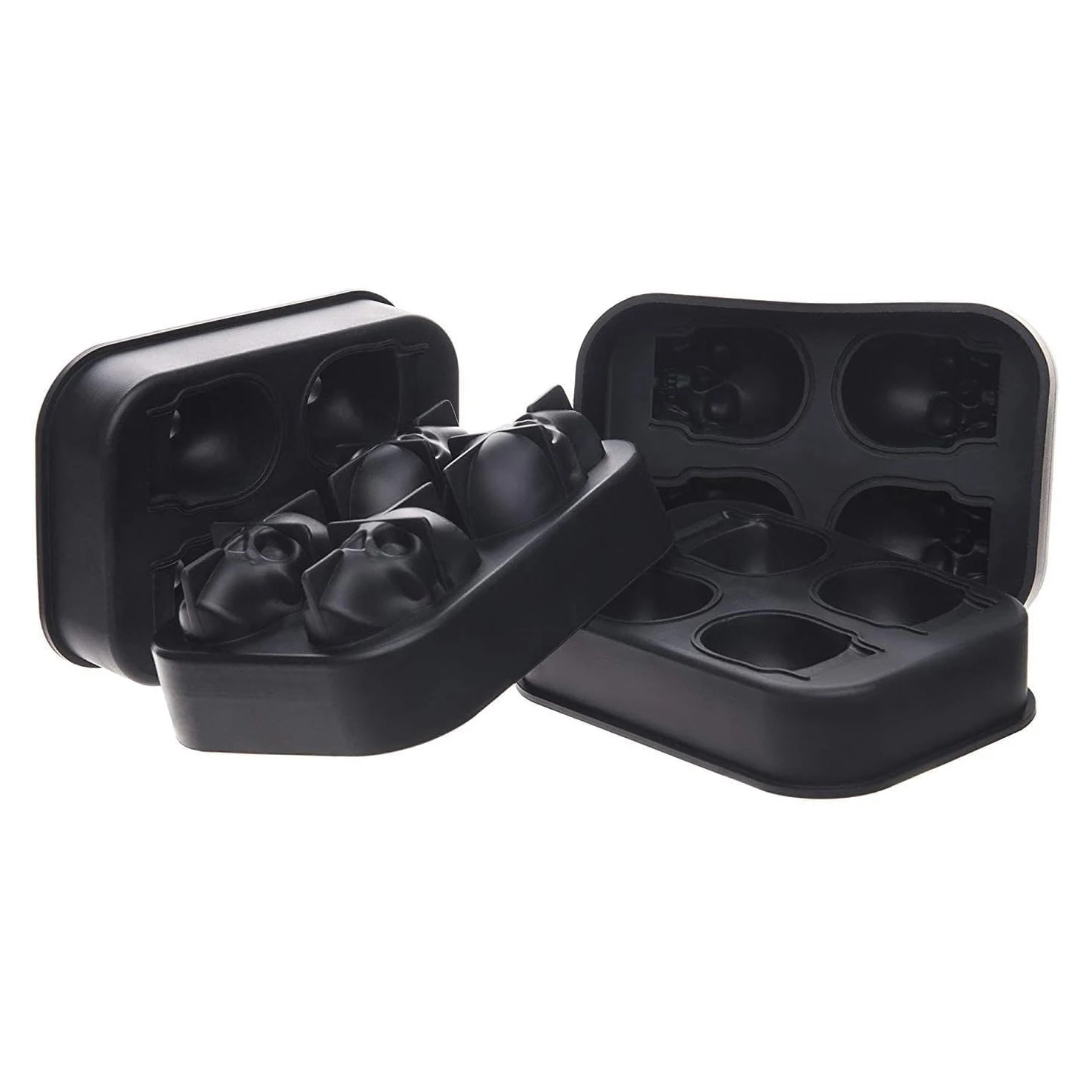 Ice Cube Tray 3D Skull Ice Mold Easy Release Silicone mold 4 Cute and Funny Ice Skull for Whiskey Cocktails and Juice Beverage