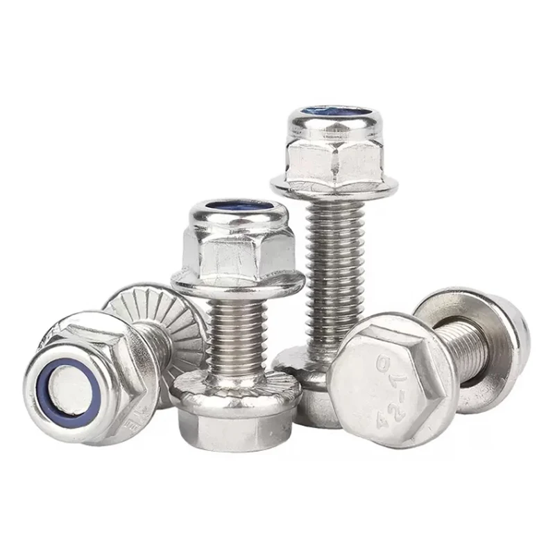 M6 M12 Stainless Steel B8 B8M B8T Hex Head Serrated Flange Bolt With Full Partial Thread and Hex Head Nut Assortment DIN6921