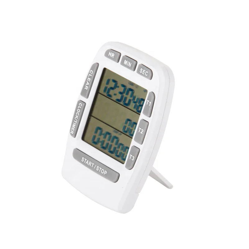 Large LCD Digital Timer 3-Channels Programmable Kitchen Timer for lab cooking baking
