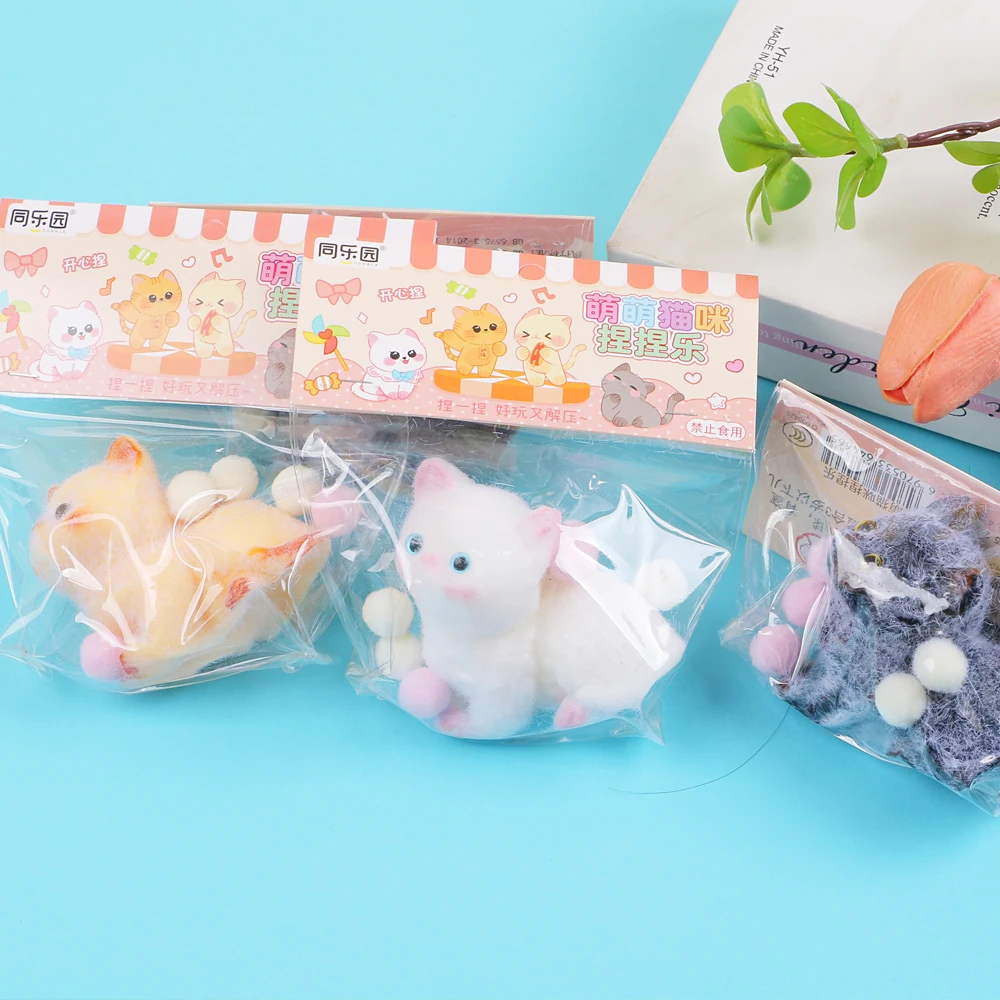 Mochi Squishy Cat Squeeze Toys New Design Novelty Fluffy Stretch Soft Fidget Stress Relief Toys Squish Cat Anti Stress Toys