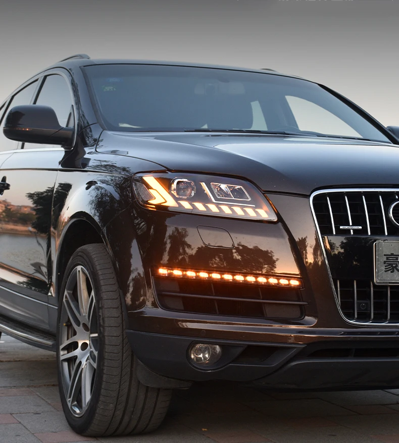 REMABAN Fro Audi Q7 headlight assembly 05-15 Q7 old model modified new laser LED headlight streamer steering