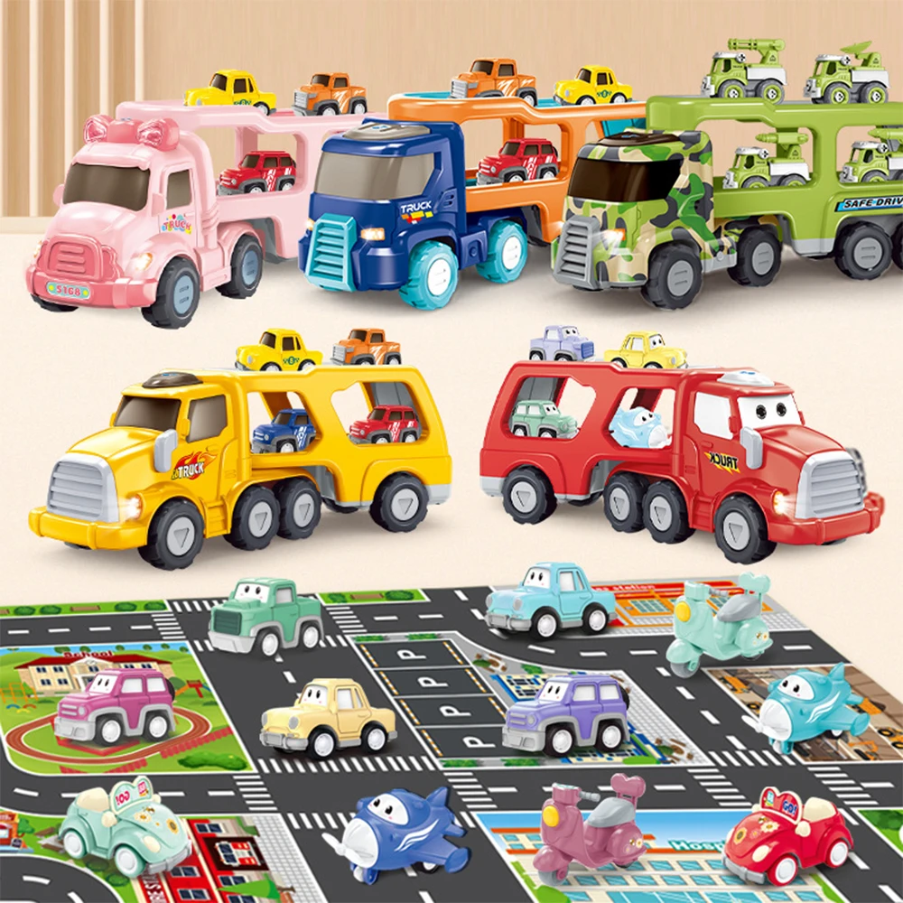 Pull back toys- construction vehicles transport truck carrier toy kids toys  for 3 4 5 6 7 year old boys
