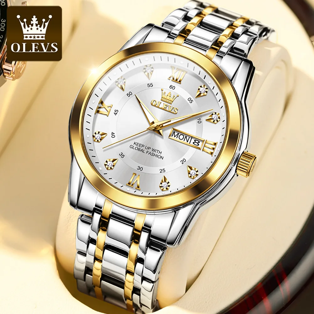 OLEVS 5513 Watch Luxury Brand Hight Quality Original Casual Business Gold Wrist Watch Stainless Steel Men Quartz Watches