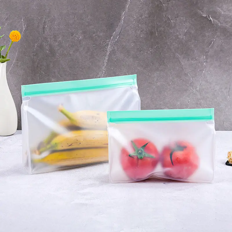 Reusable Silicone Food Storage Bag EVA Plastic Zipper Bag Fruits Keeping-Fresh Zip Lock Bag