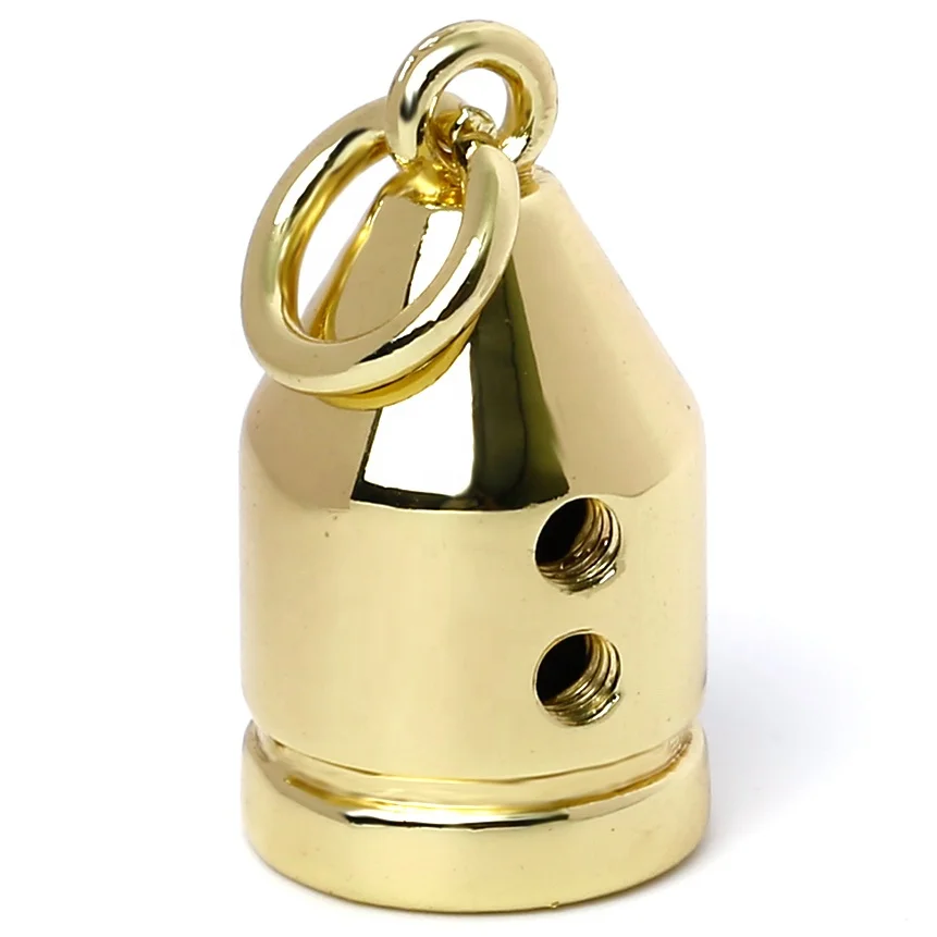 Rocket Shape Hanging Buckle Cord Fancy Gold Bag Hardware Metal Cap Tassel Crimped End Cap For Purse