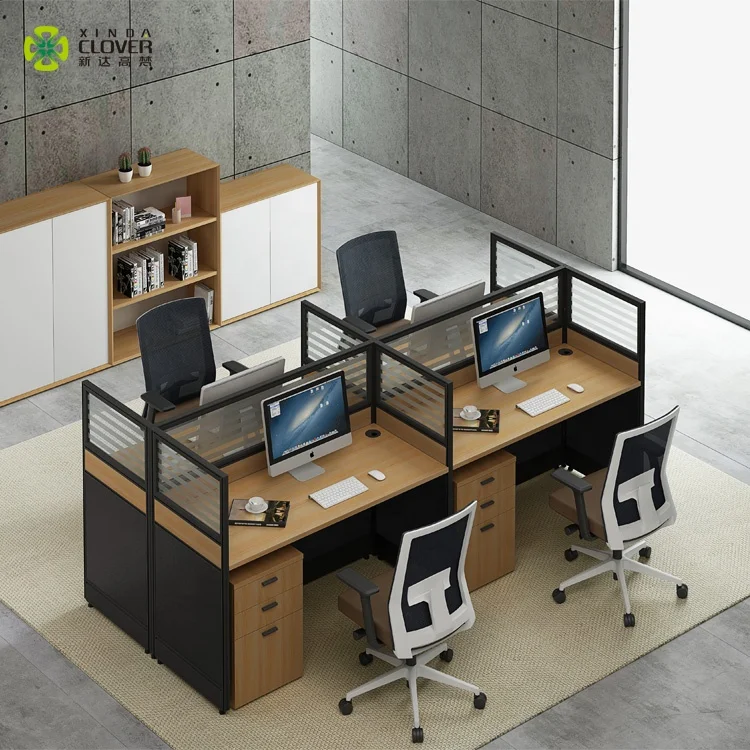3 Persons Office Desk Modern Office Linear Workstation Office Cubicles For Sale