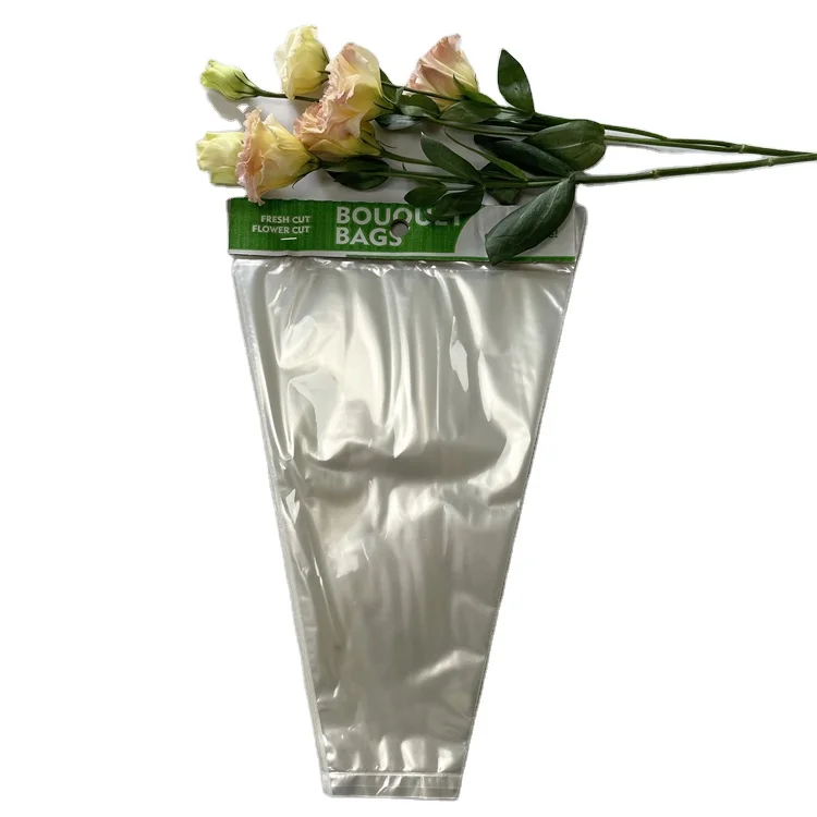 Wholesale custom transparent single flower sleeve waterproof bouquet flower plastic sleeve