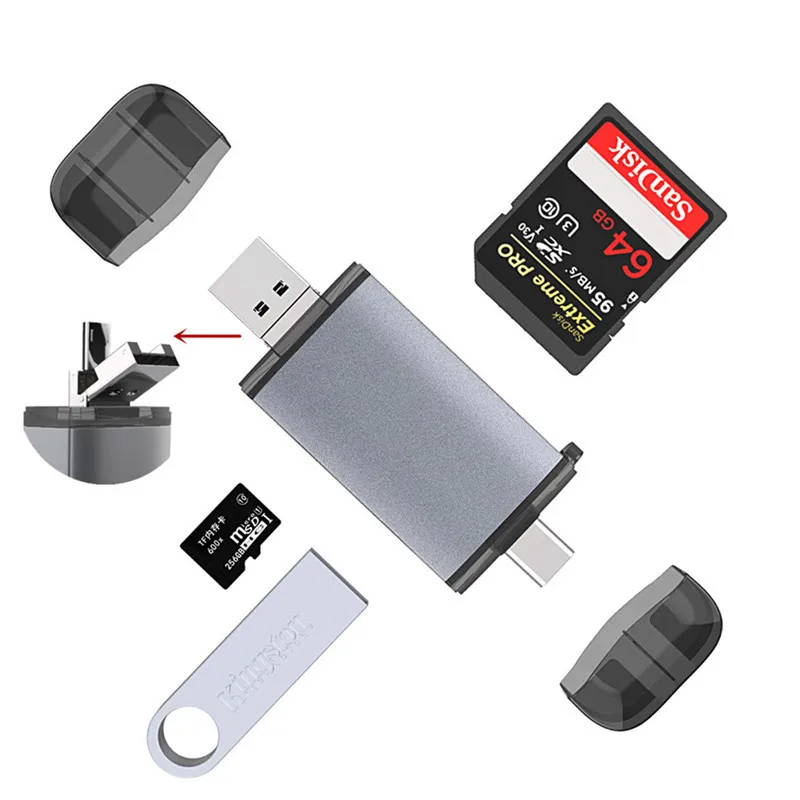 USB 2.0 multi function card writer Type C Micro USB OTG Adapter SD TF Card Reader for mobile phone