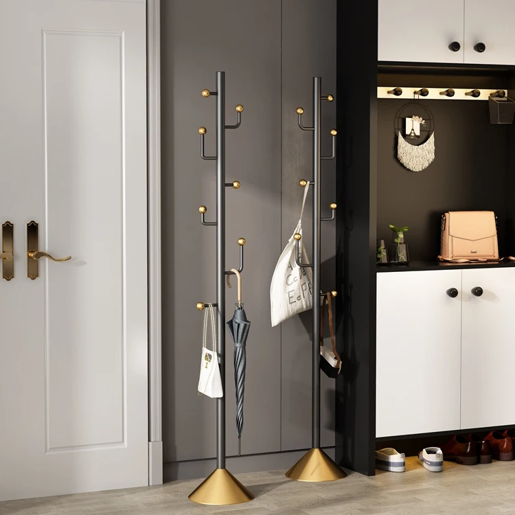 Heavy Duty  Nordic Metal  Wrought Iron Living Room Corner   Floor Stand Clothes Hanger Tree Coat Rack