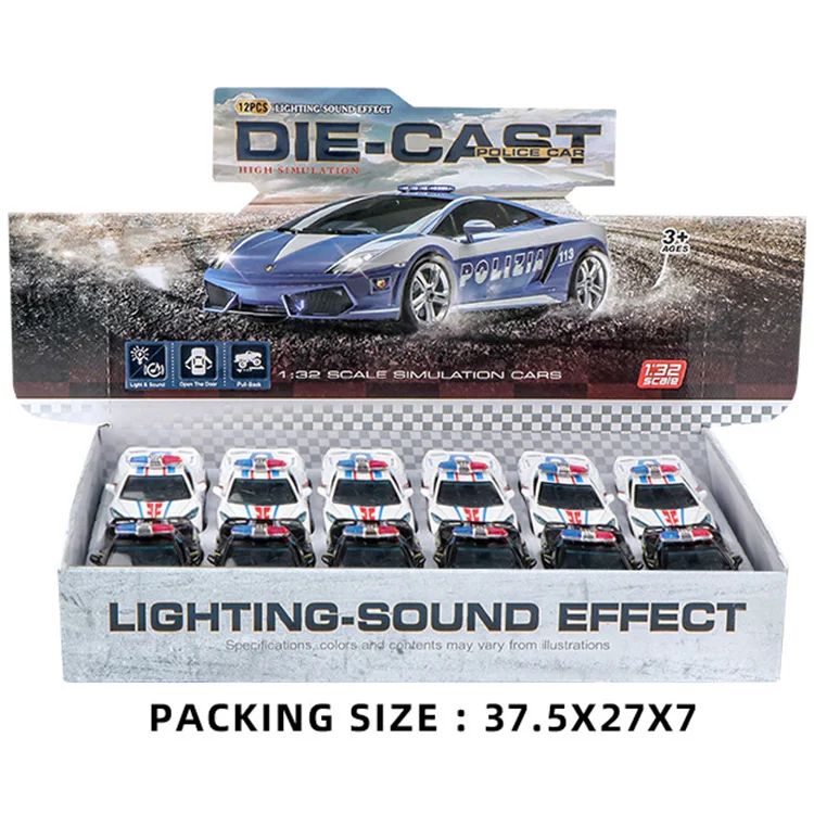 New Trending 1 32 Alloy Pull Back Police Car Metal Open Door Toy Car With Sound And Light Die Cast Car Toys 2ass