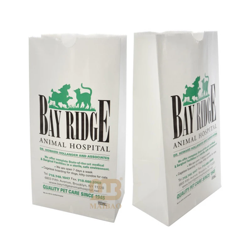 wholesale Custom printing Animal pharmacy sos bags pet hospital Veterinary prescribtion drug white craft  kraft paper bag