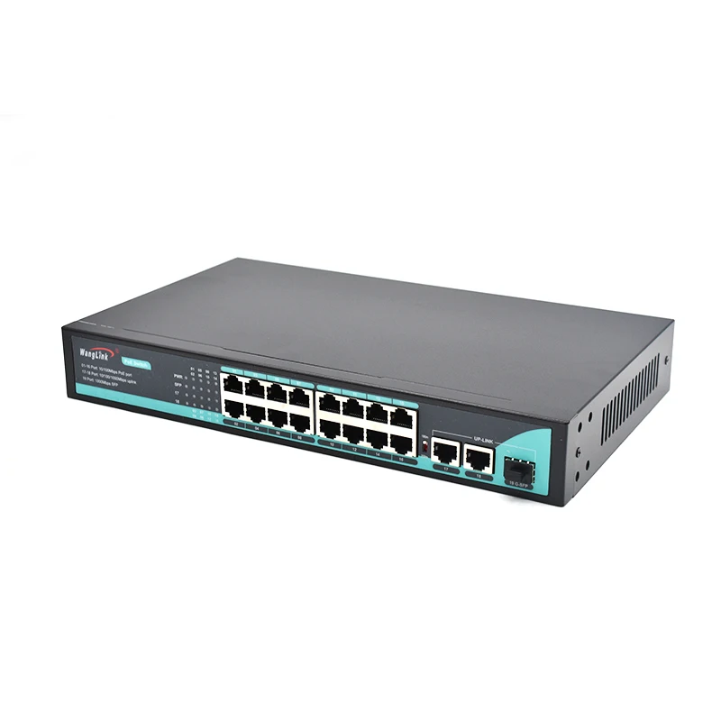 Wanglink Non-standard PoE Switch 16*100M PoE Port+2*1000M Uplink Port+1*SFP Passive PoE Switch 12V 250W Built-in Power Supply