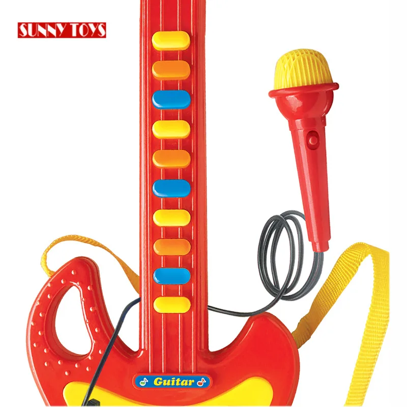 early education electronic baby music instruments children musical guitar toy with microphone led light