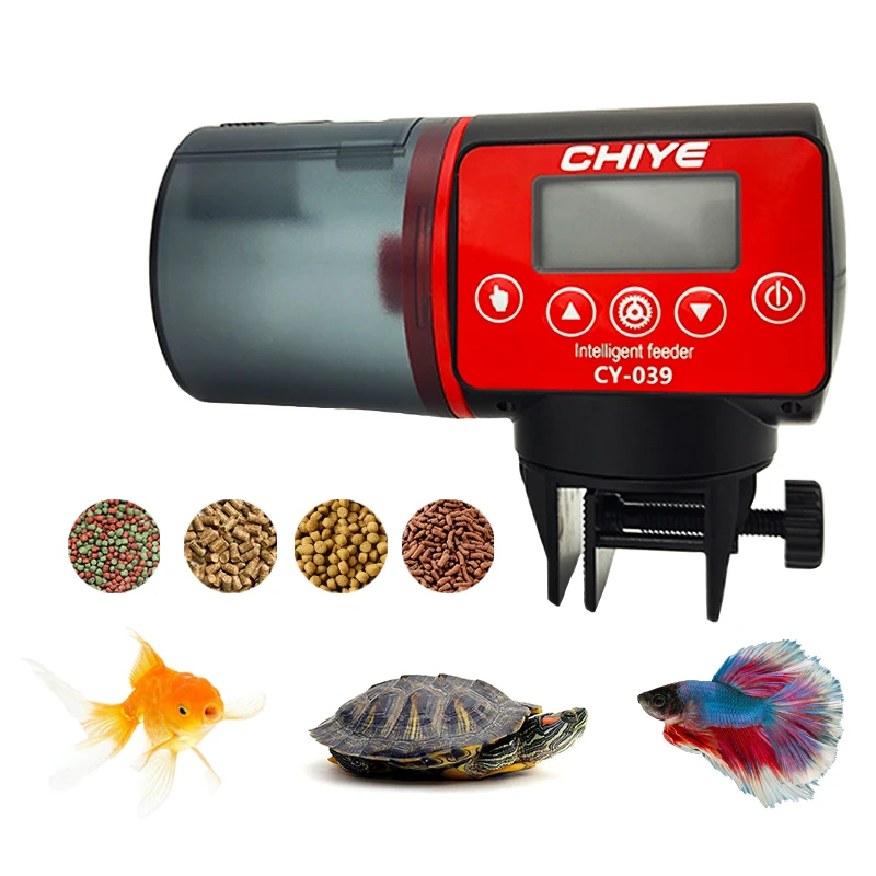 Digital Red Plastic Smart Timer Aquarium Food Dispenser Automatic Fish Feeder for Fish Tank