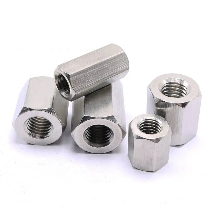 304 fine thread hex rod extending coupling nut / 316 steel coupling bush and nut