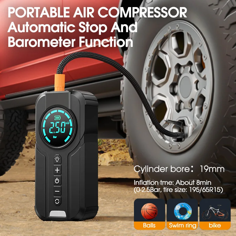Portable 10000mAh Mini Jump Starter with 12V Car Power Bank 2000a Peak Current Air Compressor Booster Charger for Vehicle Start