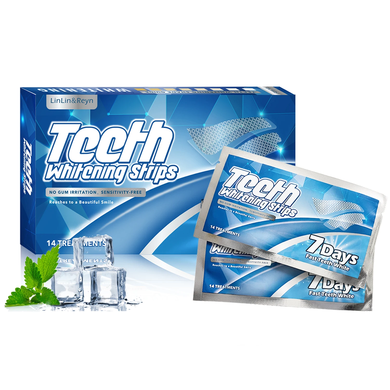 CE Approved Dental Home No Peroxide Teeth Whitening Strips For Sensitive Teeth With Custom Logo