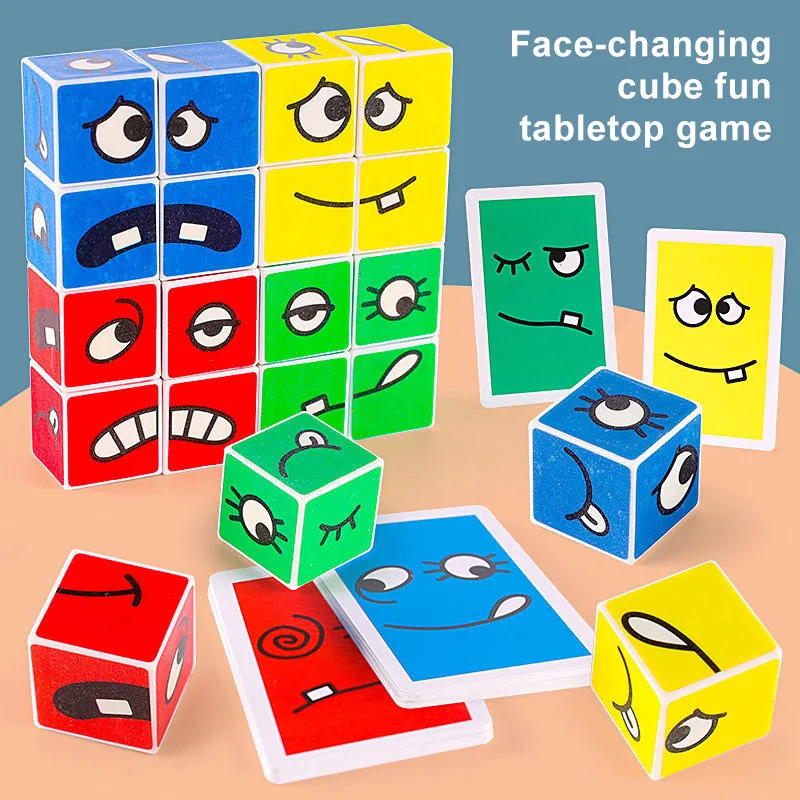 Cube Face Changing Magic Cube Building Blocks Game Matching Expression Puzzle Toy Board Games Match Puzzles Geometric Toy