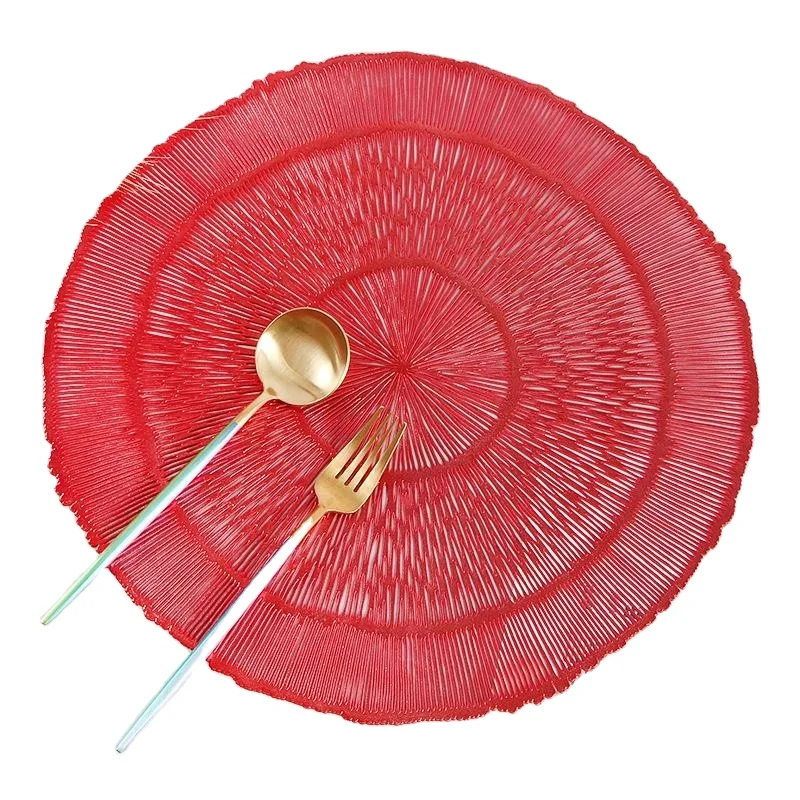 Wedding mat 38 cm hollow gold and silver leaf flower fan-shaped round table polyvinyl chloride table mat