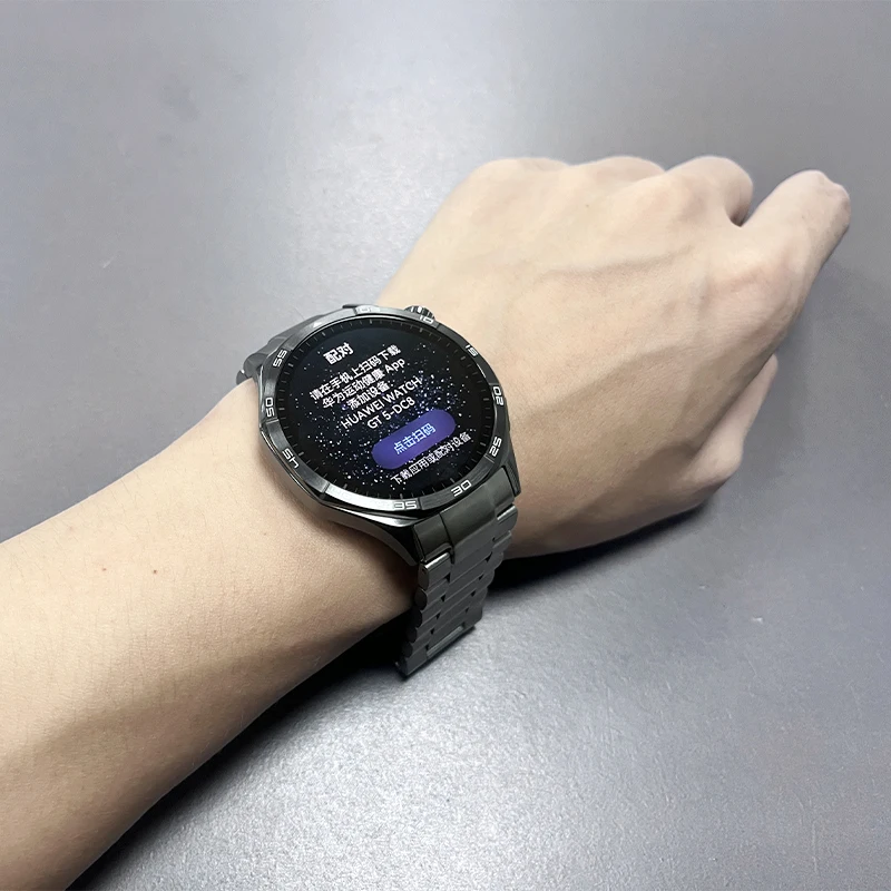 42mm 46mm Stainless Steel Three-Link Watch Band for Huawei Watch GT5 Pro Watch Strap