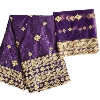 H&D Custom African Bazan lace fabric dresses embroidered in popular fabrics