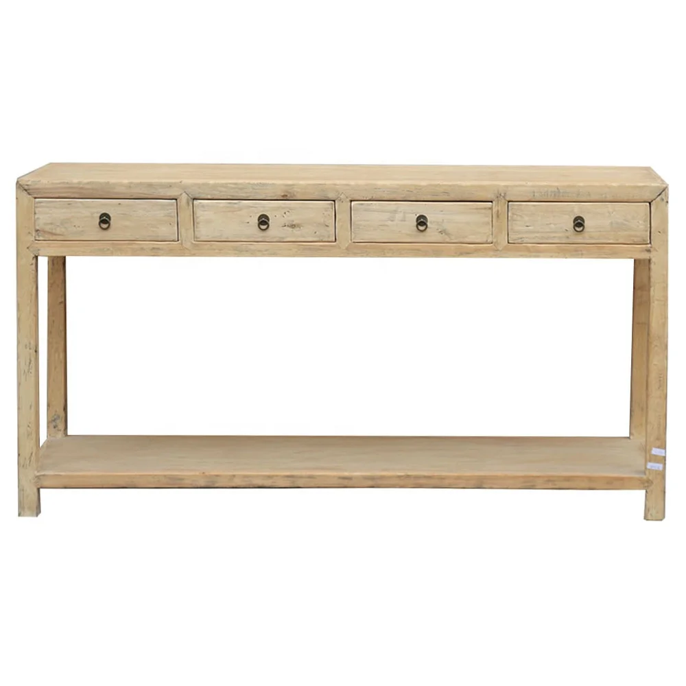 chinese antique reclaimed wood three drawers natural computer writing table