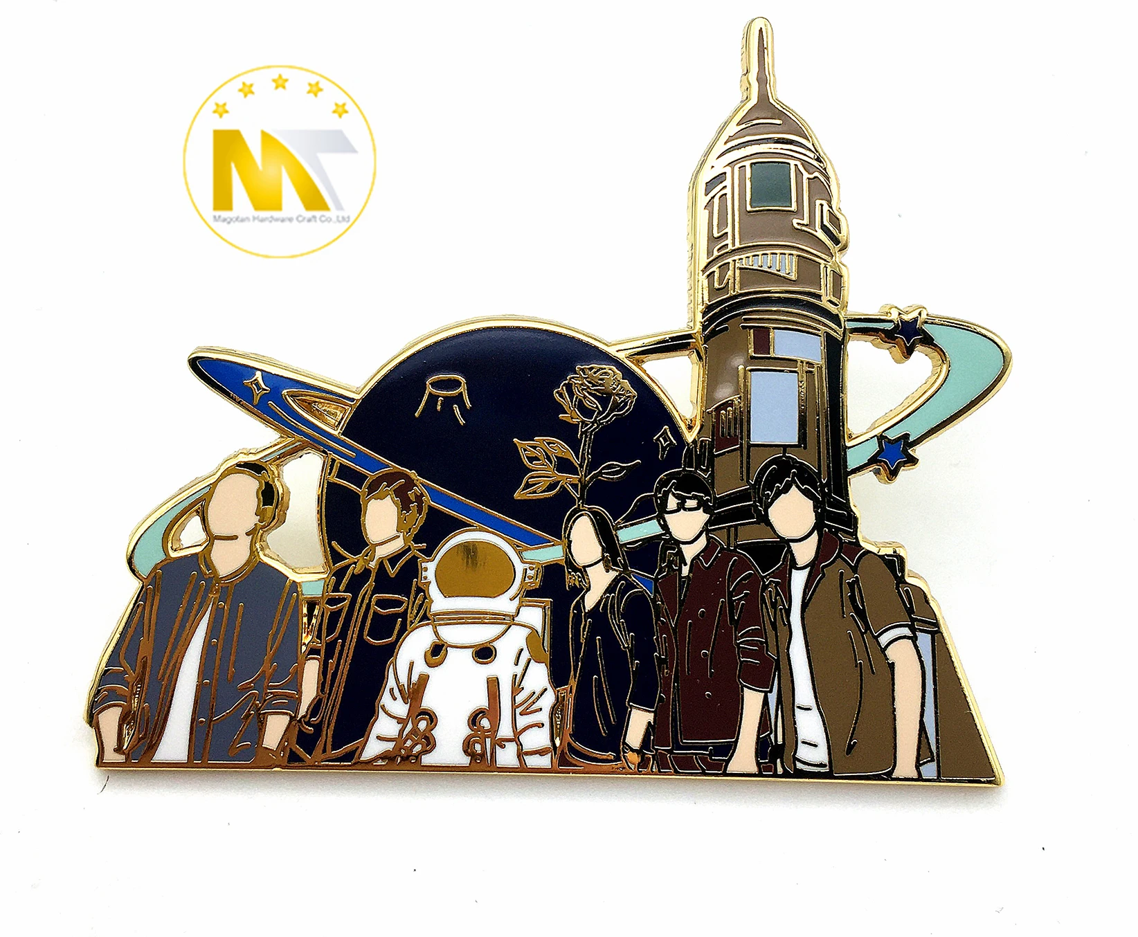 Высококачественный Сувенирный логотип металлический жесткий эмалированный значок Модный трикотажный декоративный Нагрудный для одежды