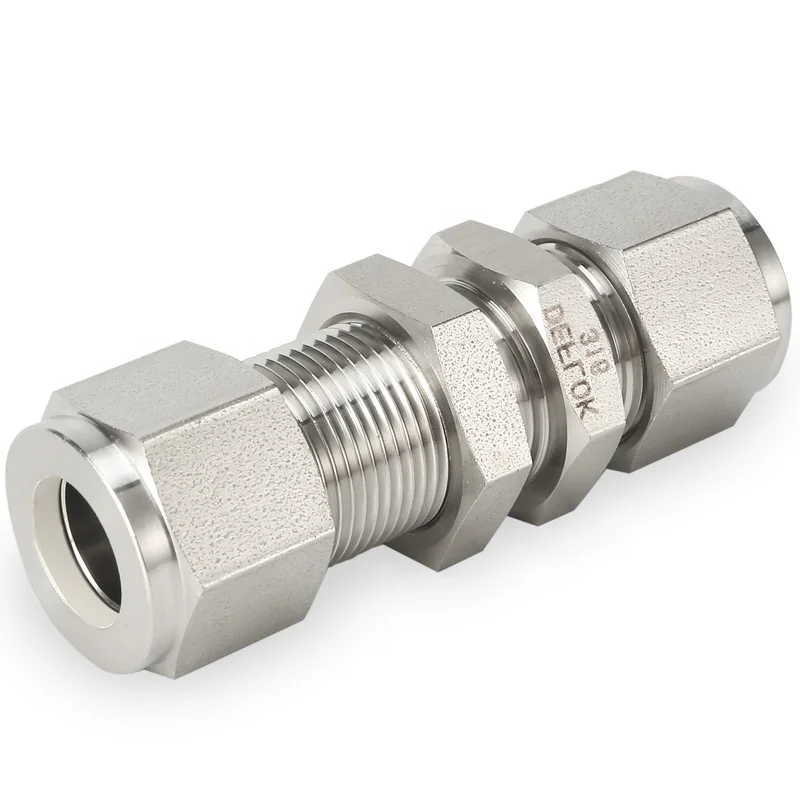 Compression Double Ferrule Fittings Connector 3/8 inch Tube  316 Stainless Steel 6000 PSI Duplex Monel 6Mo 3/4  Bulkhead Union