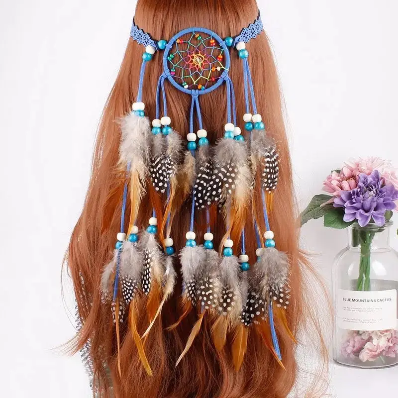 New Design Bohemian Festival Women Feather Headband Hippie Boho Headdress Hair Vintage Accessories