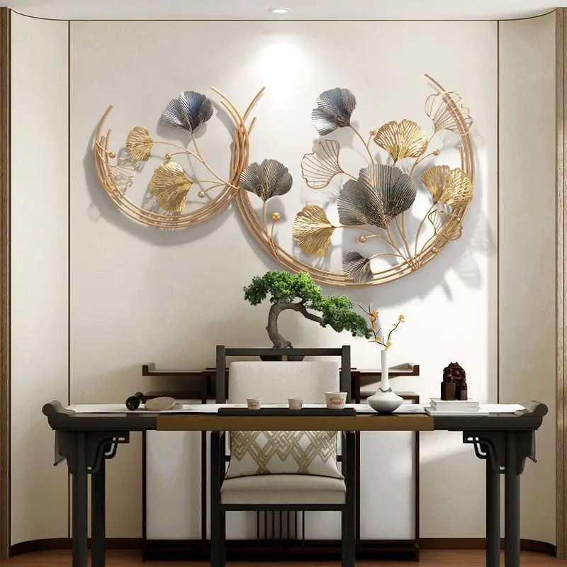 Light luxury modern metal creative lucky gingko design wall decor for living room bed room background wall hanging decoration