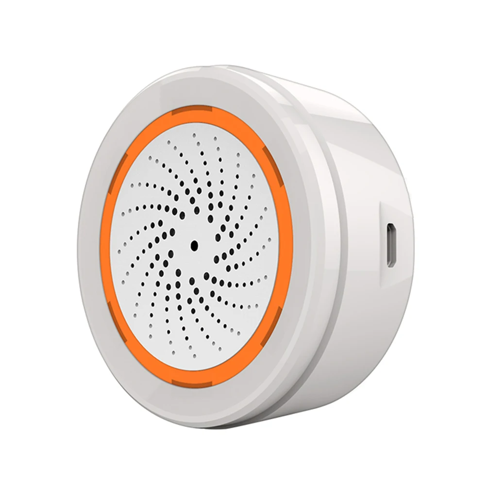 Smart Life USB Charger Wireless Sound Light Alarm Zigbee 3.0 Smart indoor Siren With Temperature And Humidity Sensor