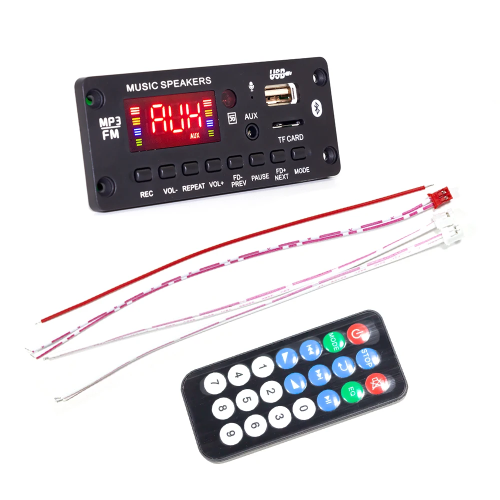 Car audio Blue tooth 5.0 FM USB MP3 module Decoder Board with Amplifier 2*25W