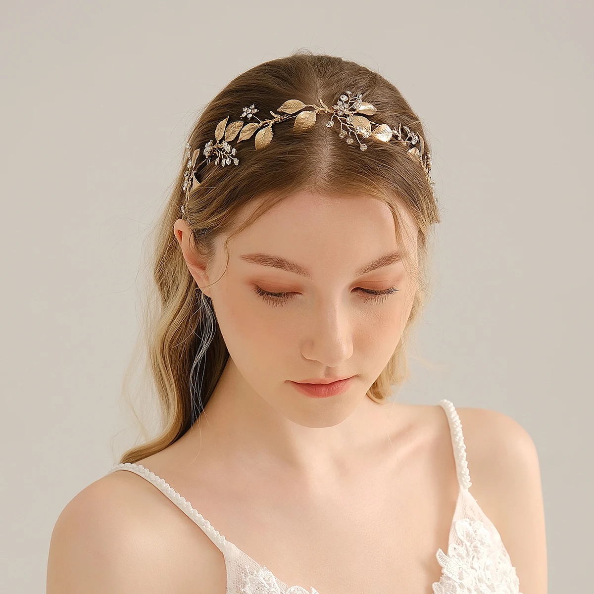 Antique gold Retro Personality Girl Hair Accessories Ribbon Bride Rhinestone Hairband Wedding Diamond  Alloy Headwear Tiara
