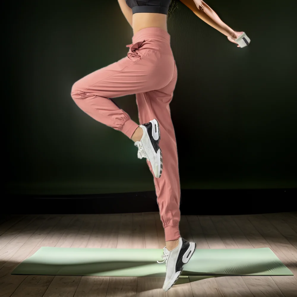 Summer women draw rope fold quick dry running fitness lightweight straight leg corset sports pants