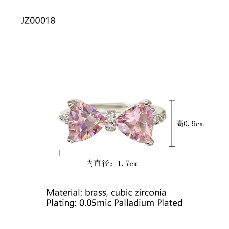 JZ10504 Wholesale  Korean women rings simple and cute bowknot  open ring 14K palladium Plated women jewelry