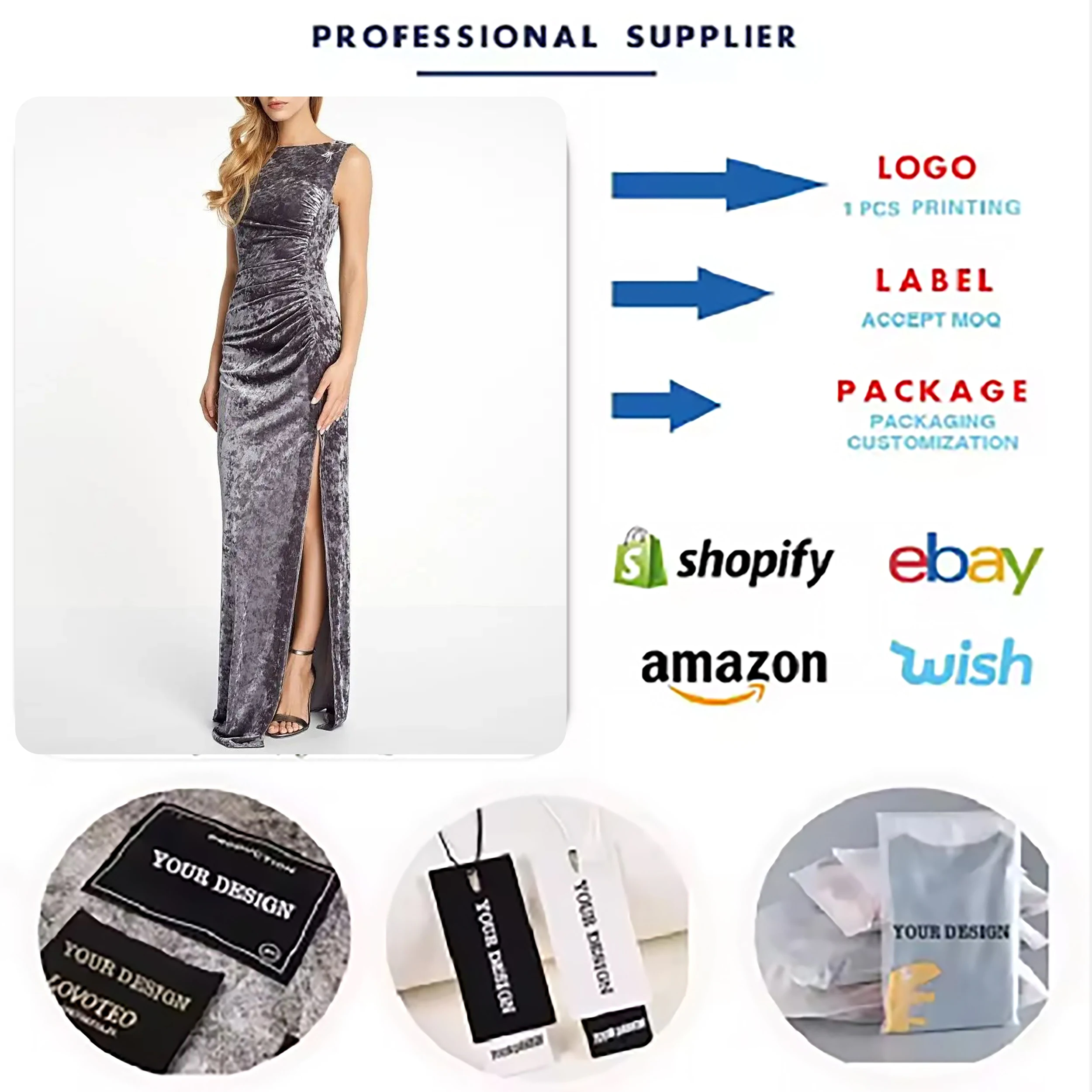 OEM Custom Clothing Manufacturers Backless Velvet Slit Romantic Evening Dress For Ladies Luxury Wedding Party