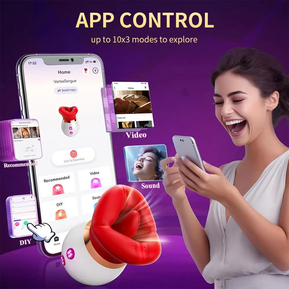 GYF 3IN1 Mouth-Shaped Sucking Vibrator, 10 Tongue Licking Nipples Anal Clit Sucker  Vibrator