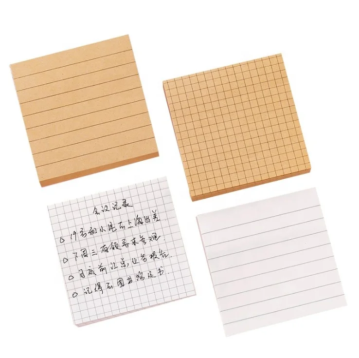 
Wholesale Custom School Supplies Simple Sticky Notes Kraft Paper Memo Pad Writing Notes 