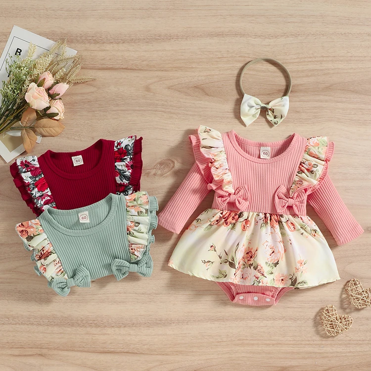 Organic Cotton Baby Romper Dresses New Born Baby Clothes Sets 0-3 Months For Girls habits pour bb fille