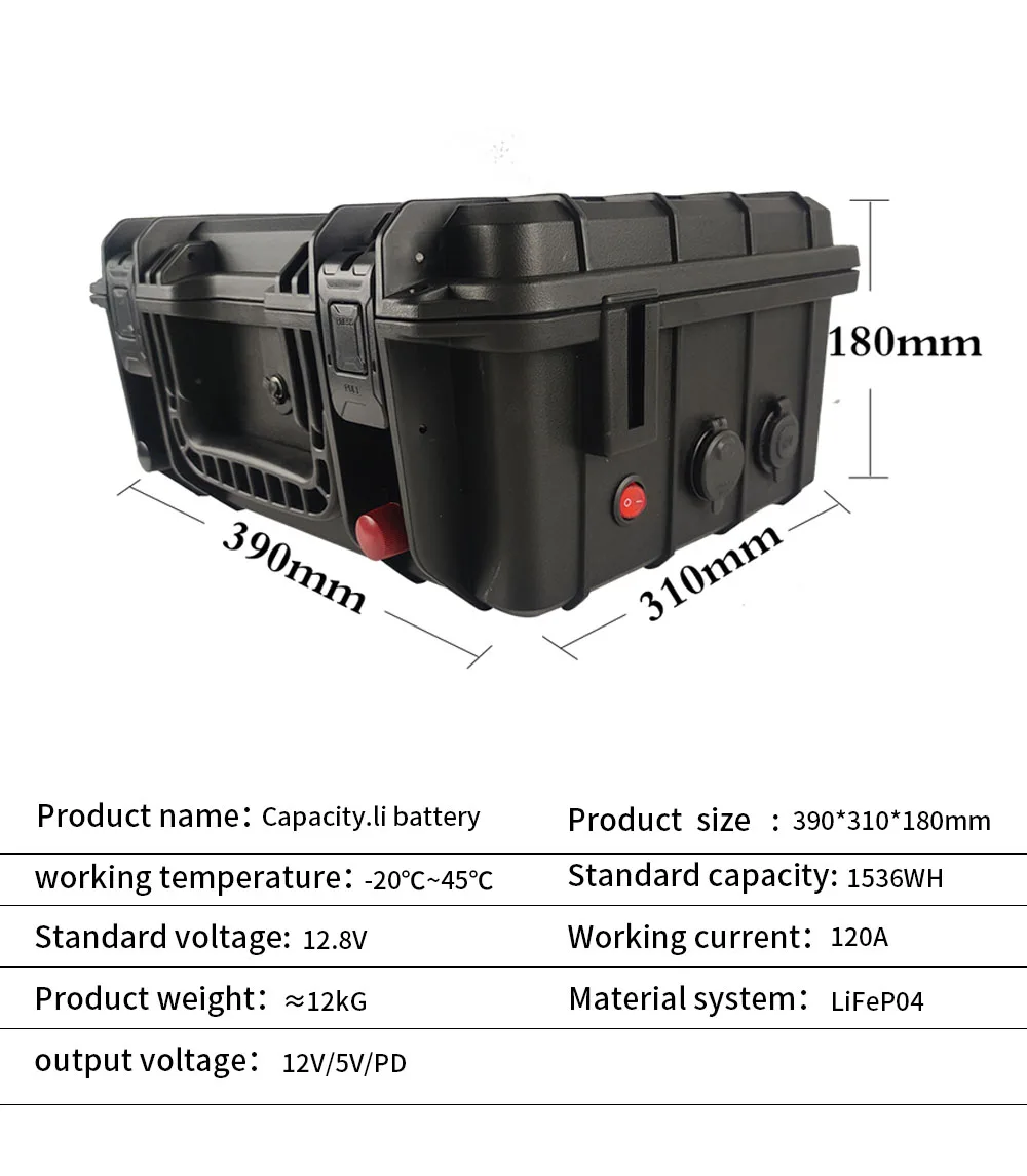12V 120Ah lifepo4 battery pack lithium battery with BMS for RV Outdoor capming