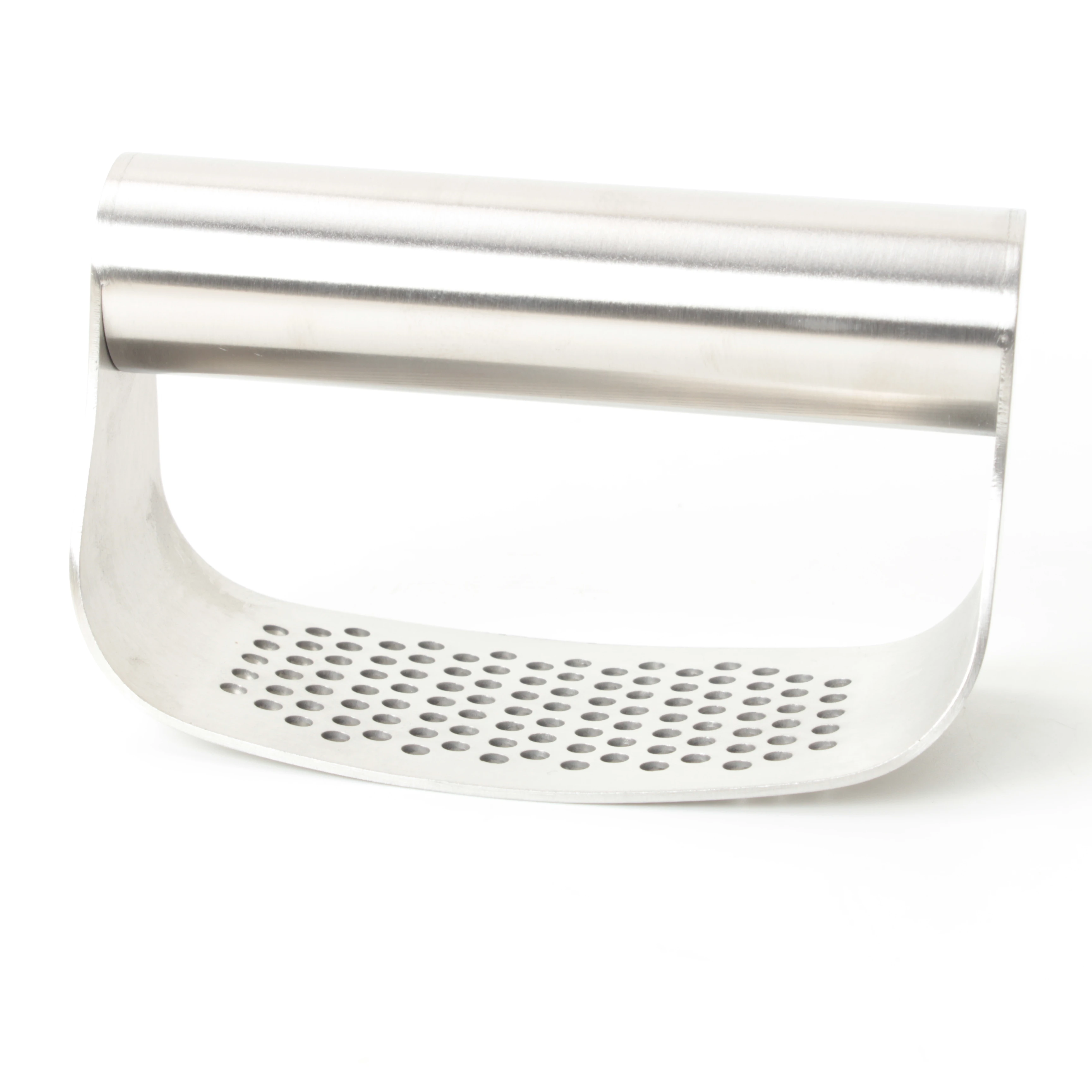 Garlic Press Rocker New Kitchen Stainless Steel Garlic Mincer Crusher, Matching Silicone Roller Peeler and Cleaning Brush