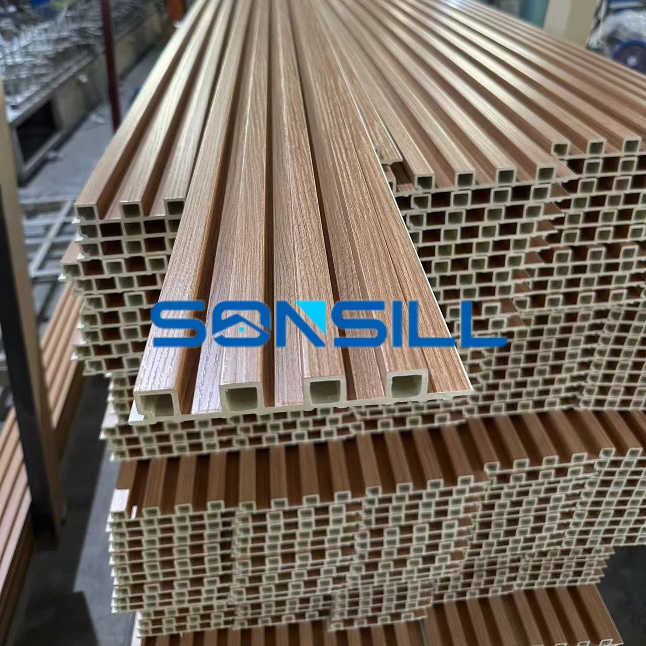 Groove house siding wpc wall panel wood plastic composite panel interior fluted wall slats wooden texture wall panel