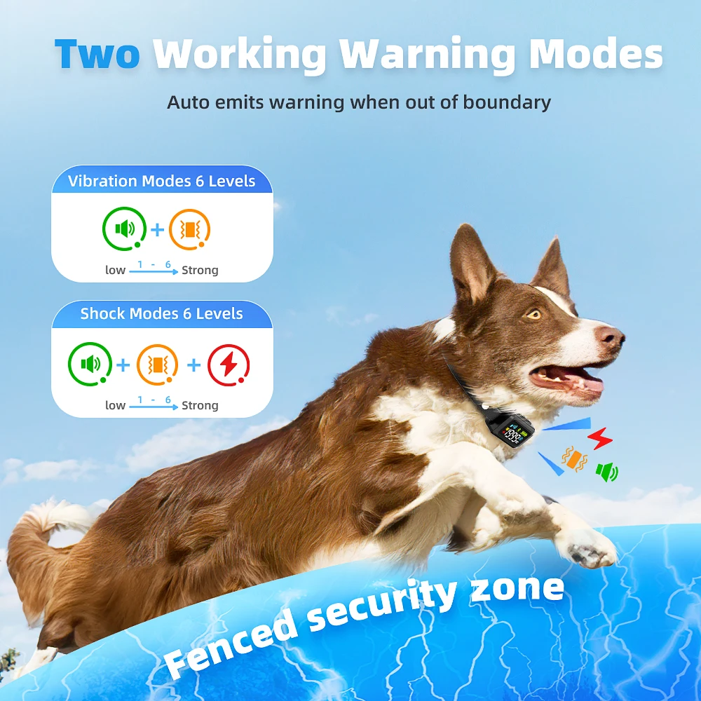 GPS Wireless Electric Dog Fence Adjustable Warning Strength Shock Collar del sistema de cerca para perros Dog Containment System