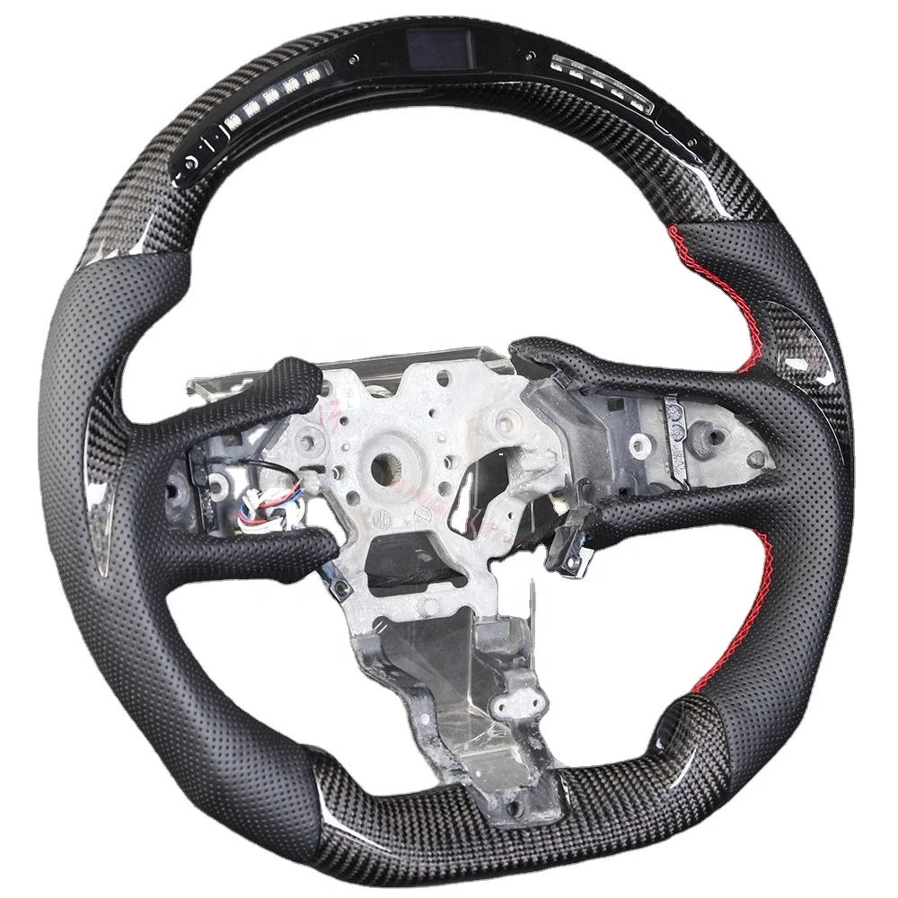 Steering Wheel Fit For Infiniti Q60 Carbon Fiber LED Modification of perforated Leather Steering Wheel