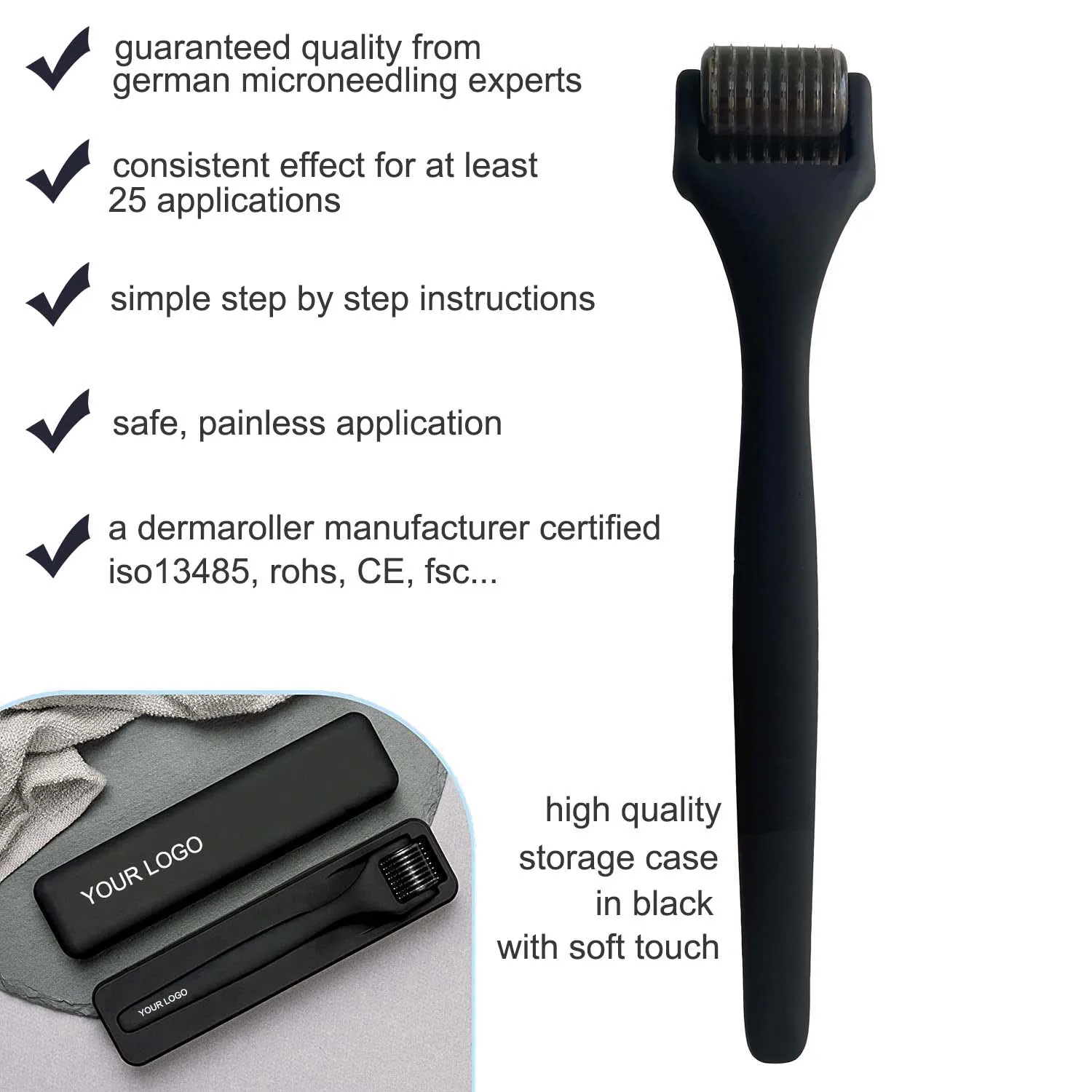 Professional Medical Grade  Microneedling Stainless Steel Titanium  Individual Real Needles 192  Skin Roller for Hair Beard Skin