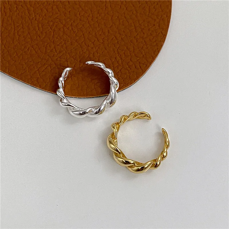 South Korea S925 Sterling Silver Croissum Open Ring Female Fashion Personality Ins Niche Design Fine Index Finger Ring Wholesale