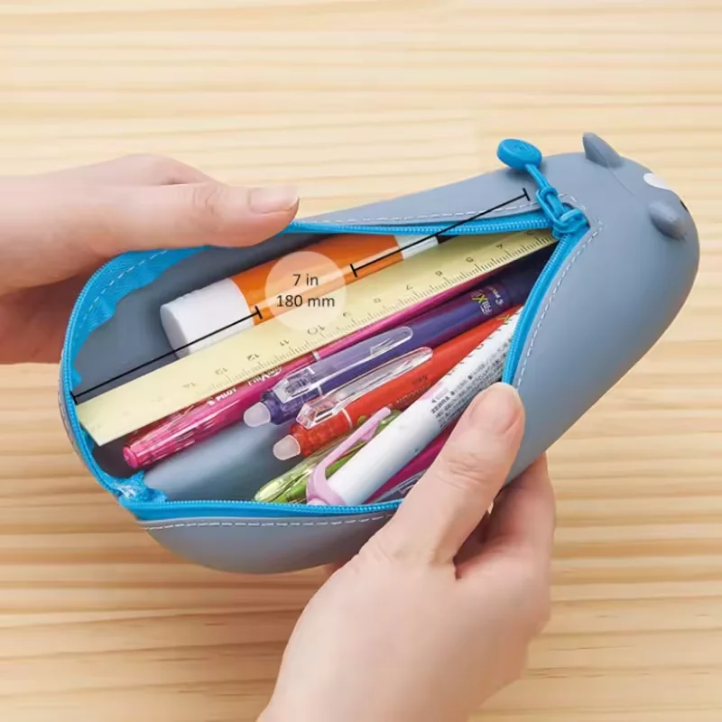 New arrival cute cartoon printed animal shape school kids waterproof pencil case