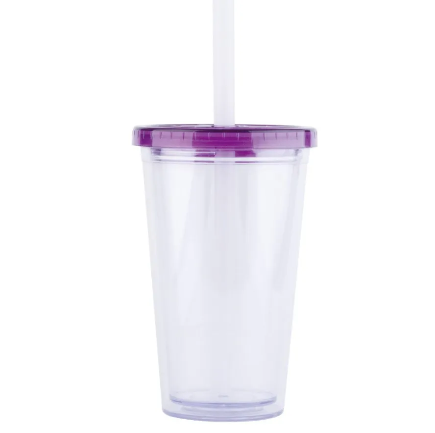 16 oz double wall PS material printing reusable plastic cup custom