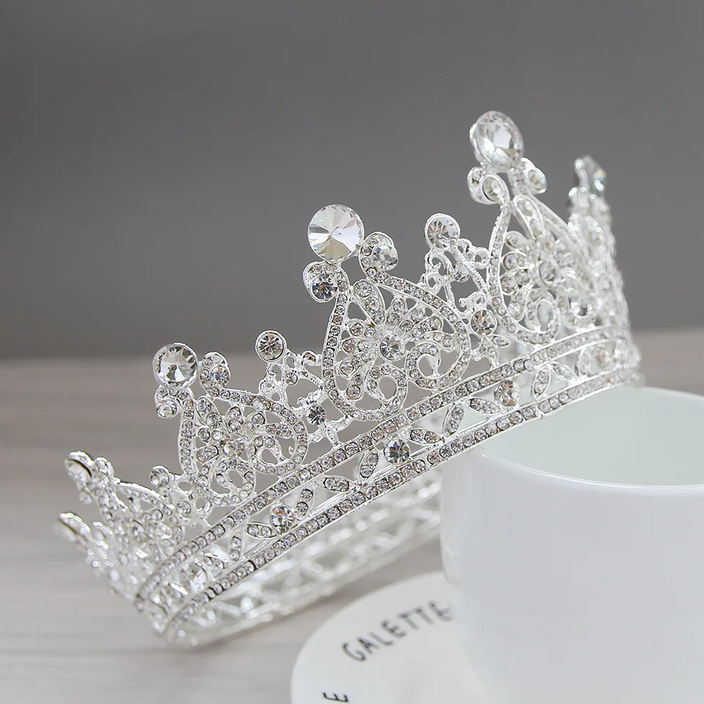 Wholesale Cheap Gold Women Crystal Headdress Prom Pageant Full Round Circle Crowns Vintage Baroque Discount Tiara Crowns