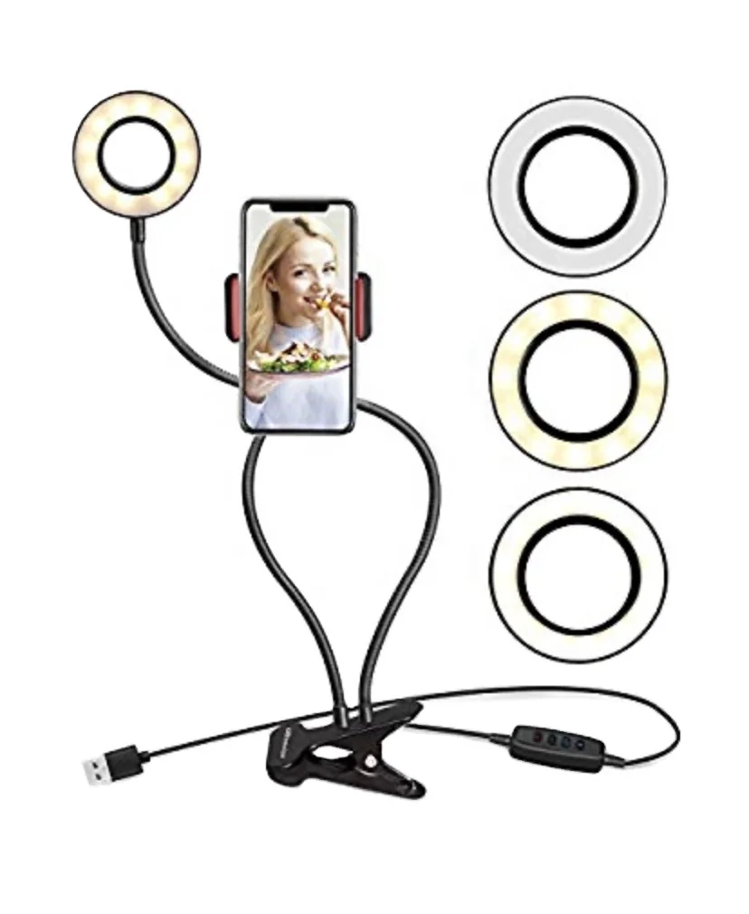 Adjustable Mobile Phone Holder Selfie Light Ring Flexible LED Ring Light With Long Arm Cellphone Clip Holder LED Ring Light Inch